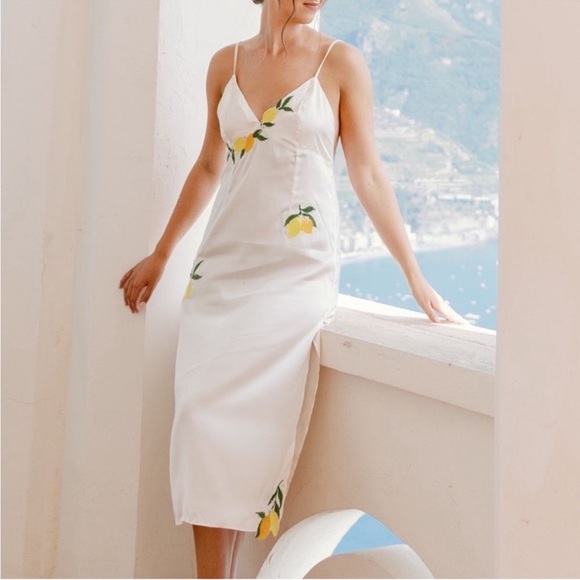 Anthropologie Lemon Embroidered Slip Dress - Picture 3 of 10